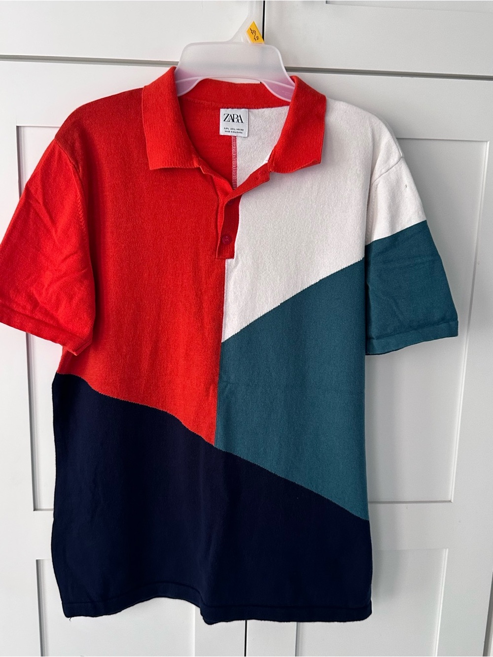 Zara Colorblock Polo in Red, Teal, White & Navy